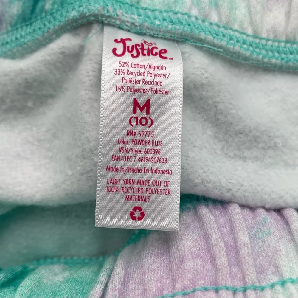 Justice Girls Shorts Size 10 Dolphin Blue Green Tye Die Peace Love Knit